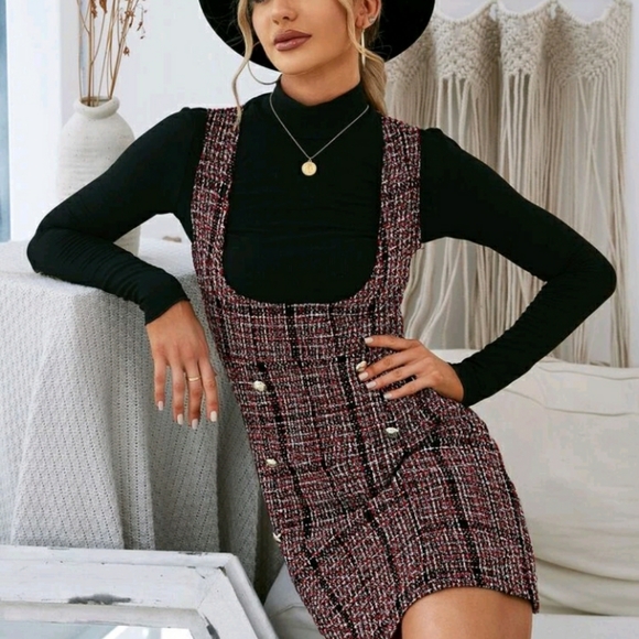 Shein Plaid Tweed Dress - Picture 6 of 8